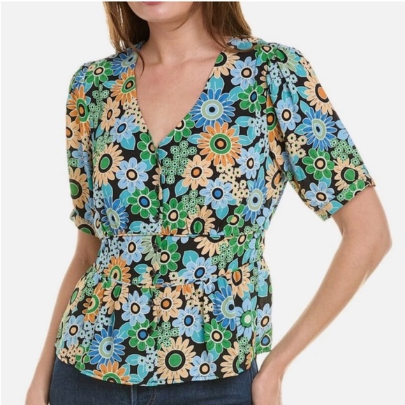 CAbi Multicolor Floral Happy Top Blouse XS - Picture 1 of 17